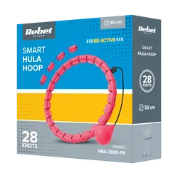 Smart Hula Hop odchudzające koło z wypustkami i obciążeniem 50cm REBEL ACTIVE - różowe
