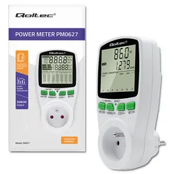 Watomierz licznik zużycia energii PM0627 z historią pomiaru Qoltec 3680W 16A LCD