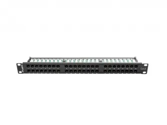 Patch panel 48x port 1U LANBERG do szafy RACK 19" KAT.6 czarny