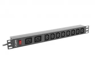 Listwa zasilająca RACK PDU LANBERG do szafy RACK 19" 1U 16A 2m 2xC19 + 8xIEC C13 czarna C20
