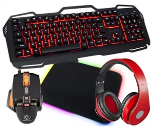 Zestaw Blow klawiatura z podświetleniem LED RED COLD STEEL + mysz + podkładka + słuchawki