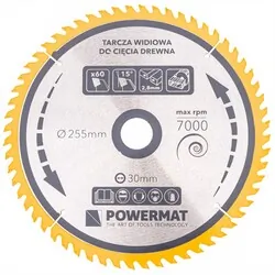 Tarcza widiowa do drewna 255x30 60 zębów Powermat TDD-255x30x60Z