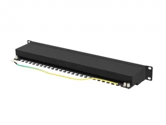 Patch panel 24x port 1U LANBERG do szafy RACK 19&quot; KAT.6A ekranowany czarny