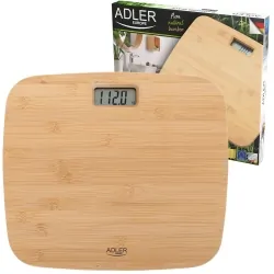 Elektroniczna waga łazienkowa Adler AD 8173 do 150 kg z naturalnego bambusa