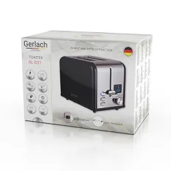 Toster z wyświetlaczem LCD na 2 kromki Gerlach GL 3221 czarny