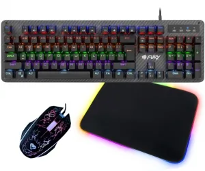 Mechaniczna klawiatura gamingowa dla graczy FURY TORNADO podświetlenie + podświetlana mata + mysz