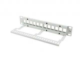 Patch panel pusty 12x port LANBERG do szafy RACK 10" 1U z organizerem do modułów keystone szary
