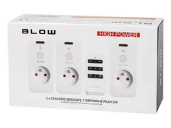 3x gniazdo sieciowe zdalnie sterowane pilotem BLOW 16A wewnętrzne