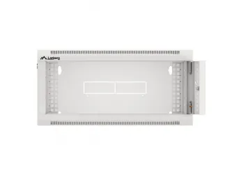 Szafa instalacyjna RACK wisząca 19'' 15U 570x450 drzwi szklane szybki montaż Lanberg (flat pack) - szara