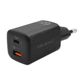 Ładowarka sieciowa Qoltec GaN ULTRA 65W 5-20V 2.25-3.25A USB-C PD   USB QC - czarna