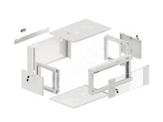 Szafa instalacyjna RACK wisząca 19'' 15U 570x450 drzwi szklane szybki montaż Lanberg (flat pack) - szara