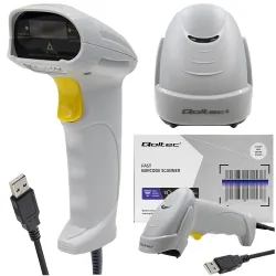 Laserowy czytnik kodów kreskowych 1D Qoltec USB - biały