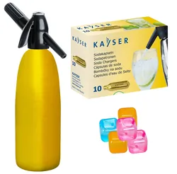 Saturator syfon do wody QUICK SODA SA-01 złoty 1L   10 naboi   5 kostek lodu