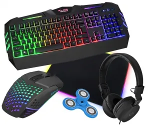 Klawiatura gamingowa podświetlana dla graczy BLOW HURRICANE + mysz FURY BATTLER 6400DPI + mata LED + słuchawki