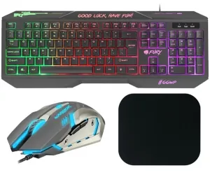 Klawiatura gamingowa podświetlana dla graczy FURY HELLFIRE + mysz + słuchawki