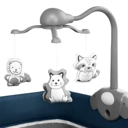 Łóżeczko turystyczne Lionelo Thomi z przewijakiem + karuzela z zabawkami - granatowe