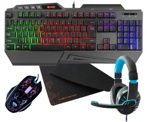 Klawiatura gamingowa dla graczy FURY SKYRAIDER z podświetleniem + mysz + słuchawki + pad + mata