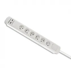 Listwa antyprzepięciowa Qoltec 2xUSB 6 gniazd z uziemieniem 1.8m biała