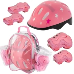 Kask + zestaw ochraniaczy REBEL - różowy