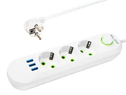 Listwa przedłużacz sieciowy BLOW 3 gniazda   3x USB 2m - biały