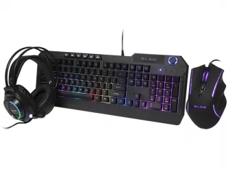 Zestaw klawiatura gamingowa podświetlana + mysz + słuchawki dla graczy BLOW Adrenaline CYBERGOD