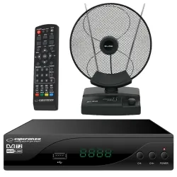Cyfrowy zestaw telewizji naziemnej DVB-T tuner cyfrowy DVB-T2 H.265/HEVC + antena pokojowa BLOW ATD17