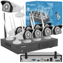 Zestaw do monitoringu rejestrator NVR 8 kanałowy WIFI + 8 kamer IP WIFI 2MP akcesoria LANBERG