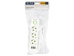 Listwa przedłużacz sieciowy BLOW 3 gniazda   3x USB 2m - biały