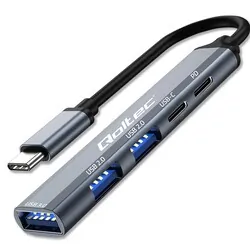 Hub adapter rozdzielacz USB-C 3.1 5w1 Qoltec na USB-C PD   USB-C   2x USB 2.0   USB 3.0