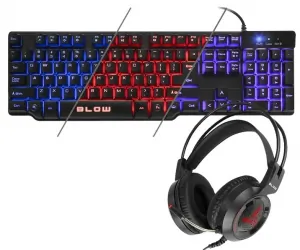 Klawiatura Gamingowa podświetlana LED BLOW Adrenaline CERBERUS + podświetlana mata + słuchawki BLOW CERBERUS