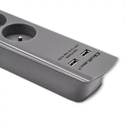 Listwa antyprzepięciowa Qoltec 2xUSB 4 gniazda z uziemieniem 1.8m szara