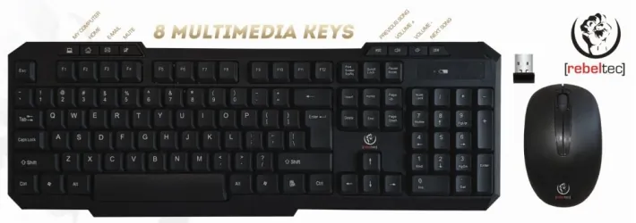 Zestaw bezprzewodowy klawiatura + mysz 2.4GHZ Rebeltec VORTEX