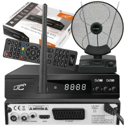 Zestaw telewizji naziemnej DVB-T tuner cyfrowy LTC DVB-T2 WiFi HEVC H.265 + antena pokojowa  BLOW ATD17