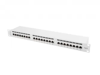 Patch panel 24x port 1U LANBERG do szafy RACK 19" KAT.6 ekranowany szary