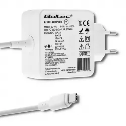 Ładowarka sieciowa Qoltec 45W 5-20V 2-3A USB-C PD biała