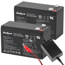 2x Akumulator żelowy Rebel 12V 7Ah + ładowarka