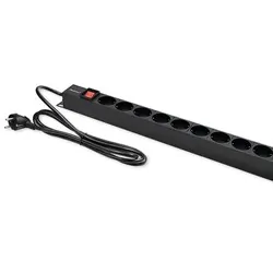 Aluminiowa listwa zasilająca PDU do szafy RACK 19'' 1U 16A 16xSCHUKO 1.8m