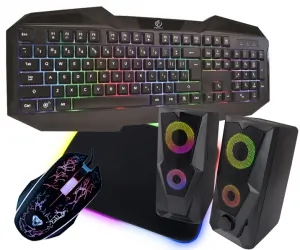 REBELTEC PATROL klawiatura dla graczy z podświetleniem RGB + mata + mysz + głośniki LED Baila
