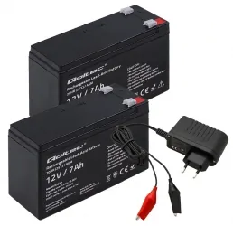 2x Akumulator AGM Qoltec 12V 7Ah HQ + ładowarka
