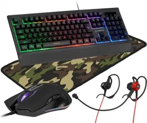 Klawiatura gamingowa podświetlana dla graczy Kruger&amp;Matz Warrior GK-70 + mysz + słuchawki + mata