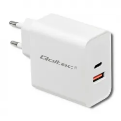 Ładowarka sieciowa Qoltec 63W 5-20V 1.5-3A USB-C PD + USB QC 3.0 biała