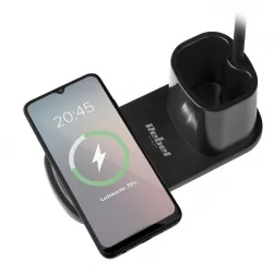 Lampka biurkowa LED Rebel z ładowarką indukcyjną - czarna