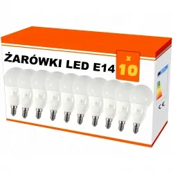 Zestaw 10x  żarówek LED E14 7W bańka kulka 180st. AC230V, WW
