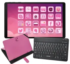 Tablet edukacyjny dla dziewczynki KIDS 10.1'' z modemem 4G LTE + klawiatura + różowe etui