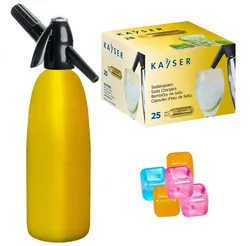 Saturator syfon do wody QUICK SODA SA-01 złoty 1L   25 naboi   5 kostek lodu