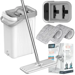 Mop czyszczący dwukomorowy Teesa New Clean R19 7,5 l + 2 nakładki z mikrofibry