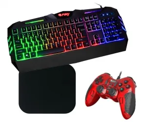 Klawiatura gamingowa podświetlana dla graczy FURY SPITFIRE + mysz + podkładka