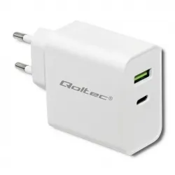 Ładowarka sieciowa Qoltec 42W 5-20V 2.4-3A USB-C PD + USB biała