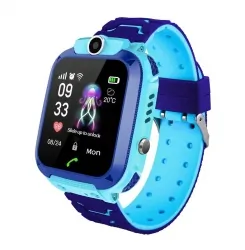 Zestaw dla dzieci zegarek smartwatch Q12 niebieski + głośnik bluetooth Forever Willy ABS-200