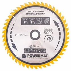 Tarcza widiowa do drewna 305x30 48 zębów Powermat TDD-305x30x48Z